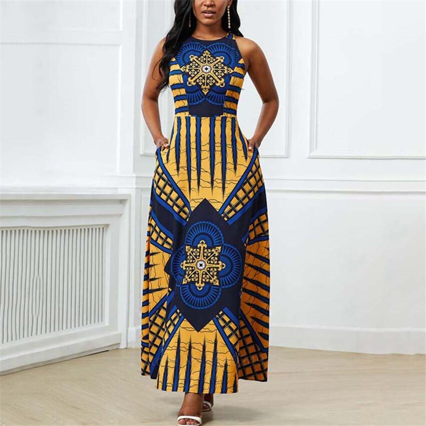 Dashiki Print Maxi Dress