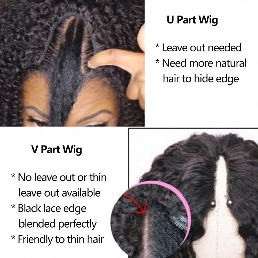 V Part 100% Human Hair Body Wave Wigs