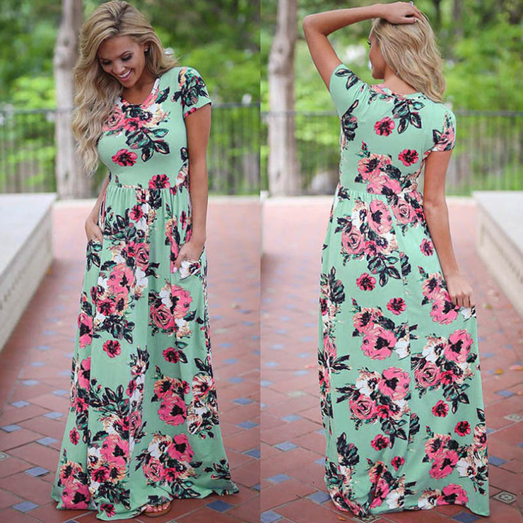 Floral Print Long Maxi Dresses