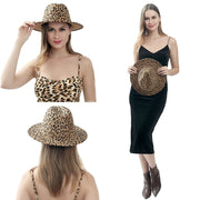 Leopard Print Wool Felt Fedora Hats