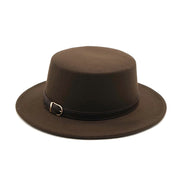 Flat Top Belt Buckle Decorated ladies Fedora