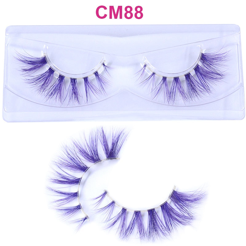 3D 5D Real Mink Strip Fake Colored Eyelashes