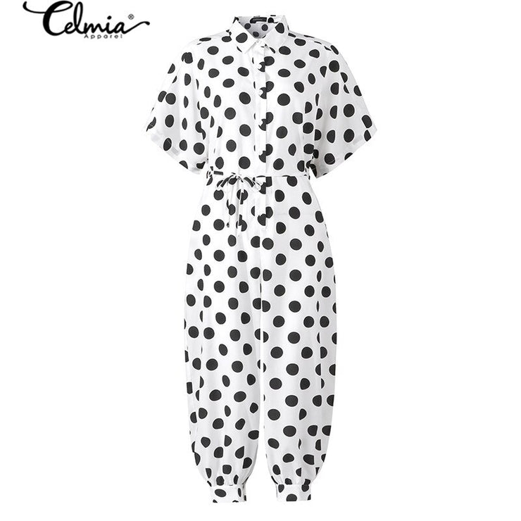 Short Sleeve Polka Dot Rompers