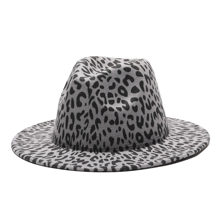 Leopard Print Wool Felt Fedora Hats