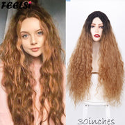 FEELSI Synthetic Pure Long Water Wave Halloween Wig