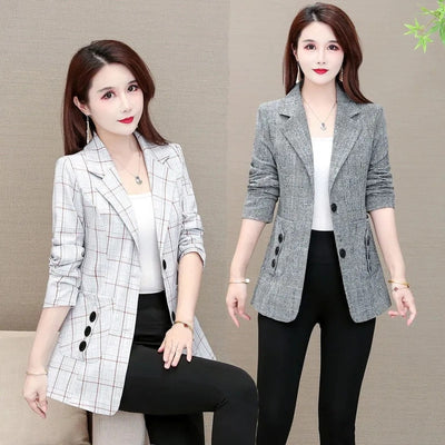 Thin Slimming Plaid Business Blazer