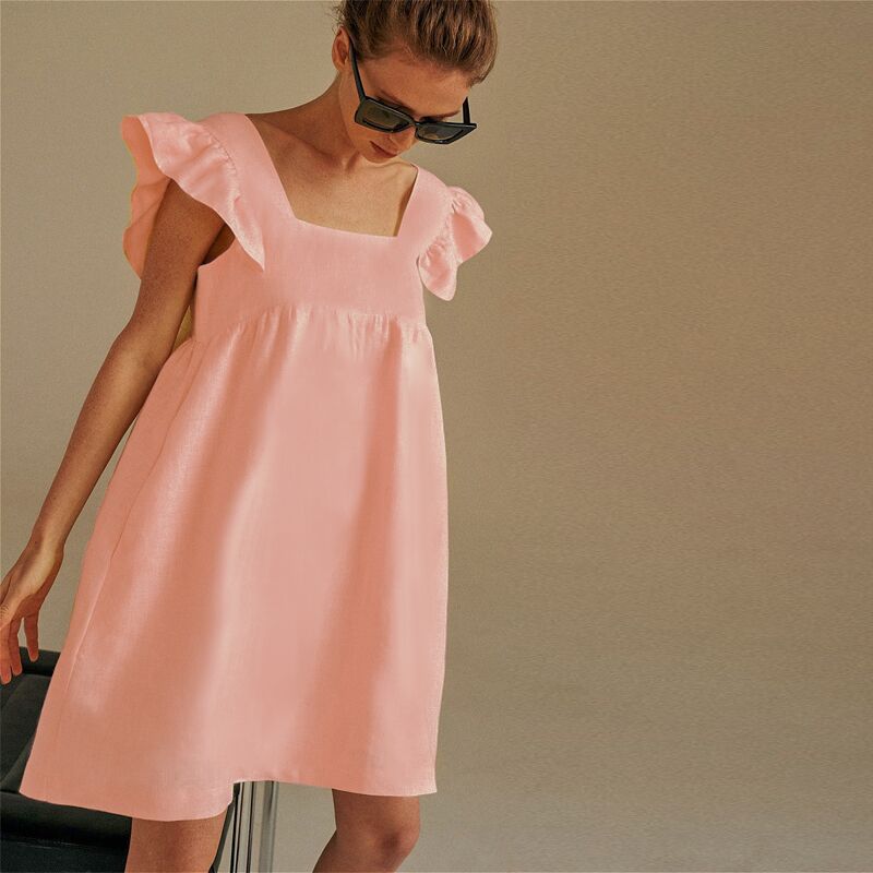 A-LINE Sleeveless Ruffled Shoulder Skirts