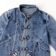 Embroidered Stretch Denim Jacket