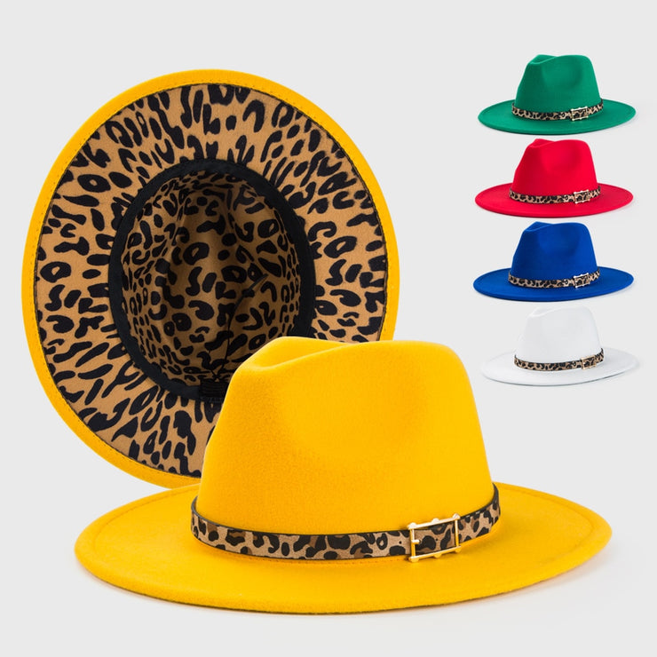 Four Seasons Unisex Inner Leopard Fedoras