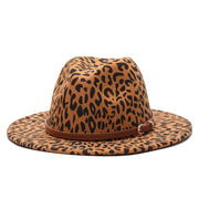 Leopard Print Wool Felt Fedora Hats