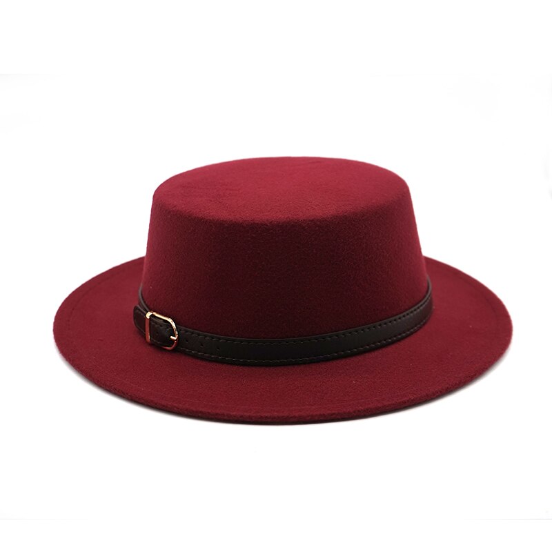 Flat Top Belt Buckle Decorated ladies Fedora