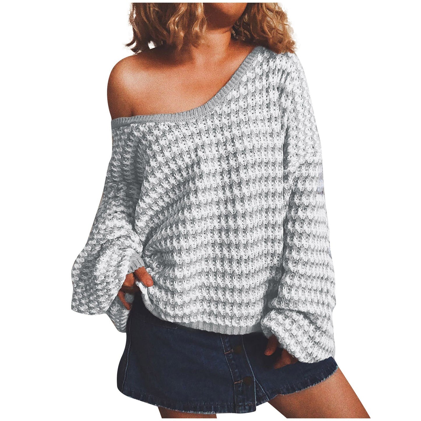 Wide V-Neck Knitted Chic Sweater