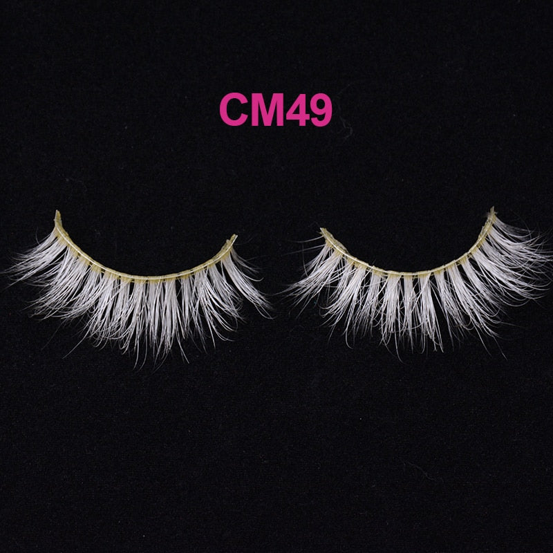 3D 5D Real Mink Strip Fake Colored Eyelashes