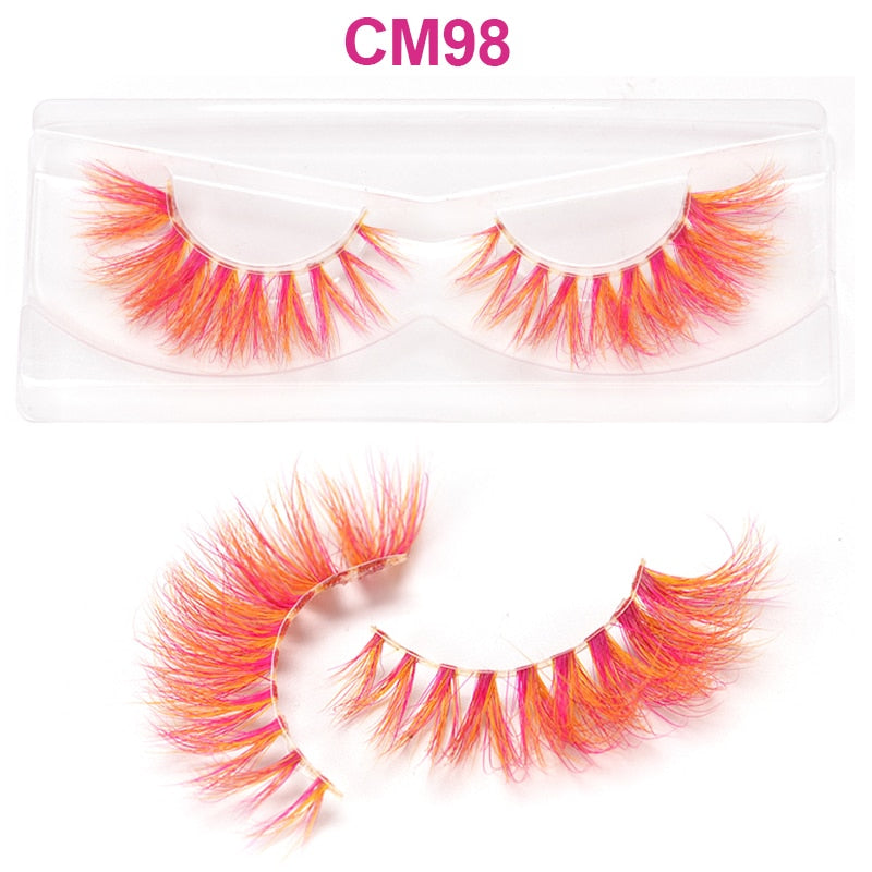 3D 5D Real Mink Strip Fake Colored Eyelashes