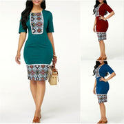 Dashiki Short Sleeve Bodycon Pencil Dress