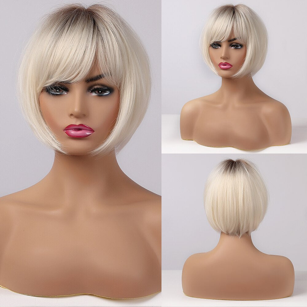 GEMMA Synthetic Wigs with Side Bangs Pixie Cut