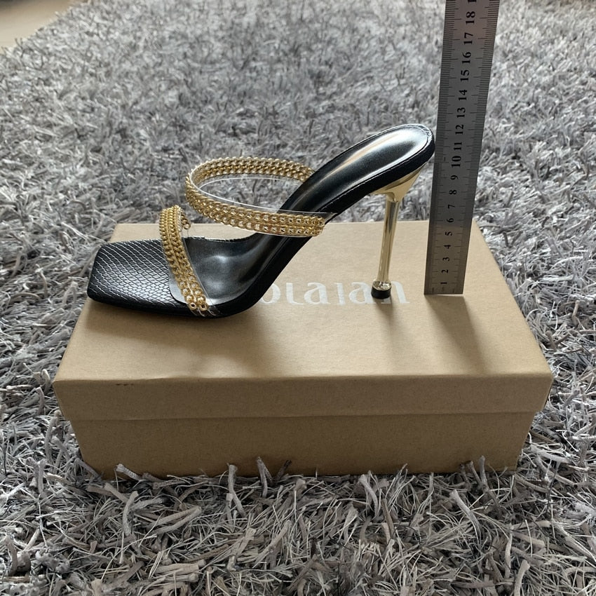 Square Toe High Heel Slippers