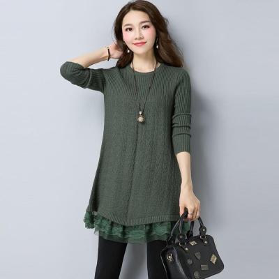 Lace Stitching Sweater Dress