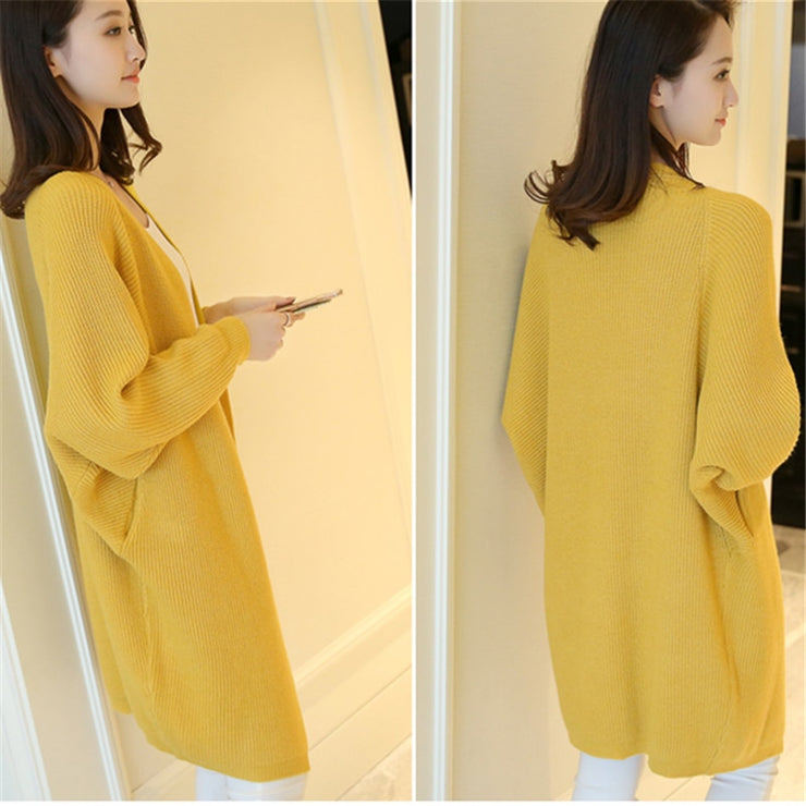 Long Bat Sleeve Knitted Cardigan