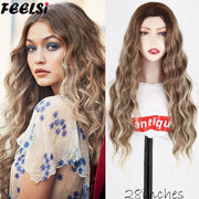 FEELSI Synthetic Pure Long Water Wave Halloween Wig