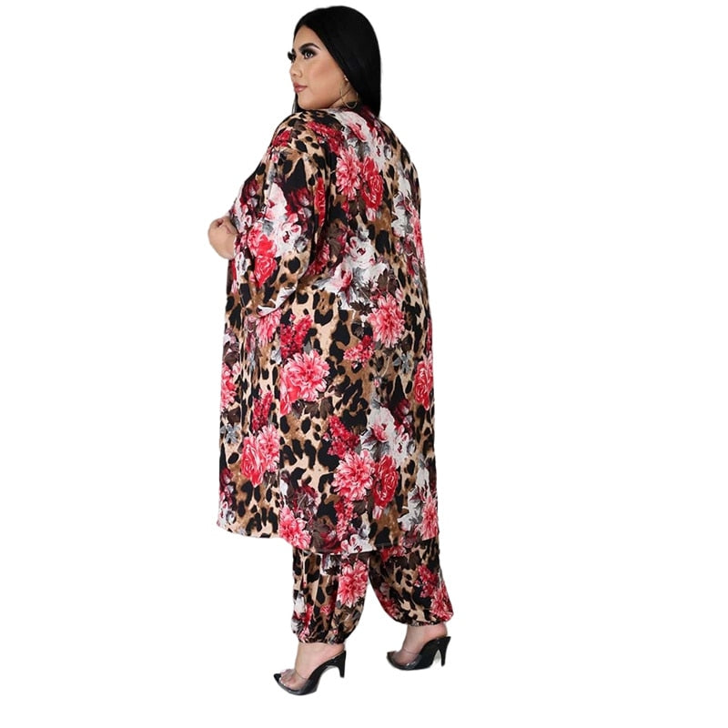 Three Piece Floral Pants Suit