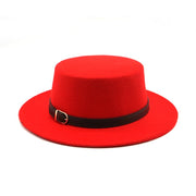 Flat Top Belt Buckle Decorated ladies Fedora