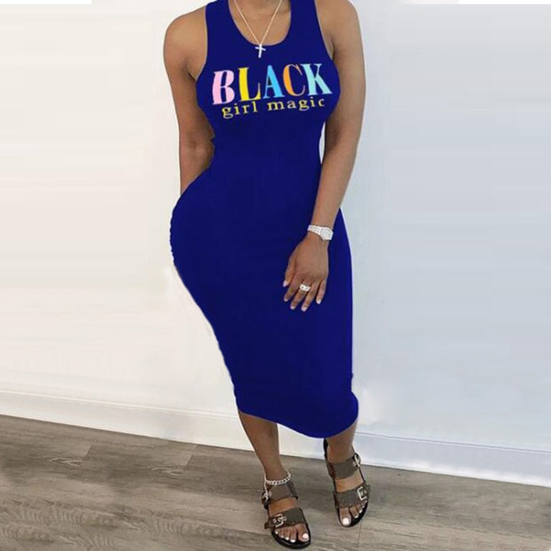 (Black-Girl-Magic) Sleeveless Bodycon Dresses