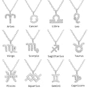 100% Sterling Silver 12 Star Zodiac Sign Pendant Necklaces