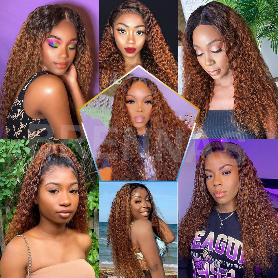 4x4 & 13x4 Ombre Brazilian Curly Lace Front Human Hair Wigs