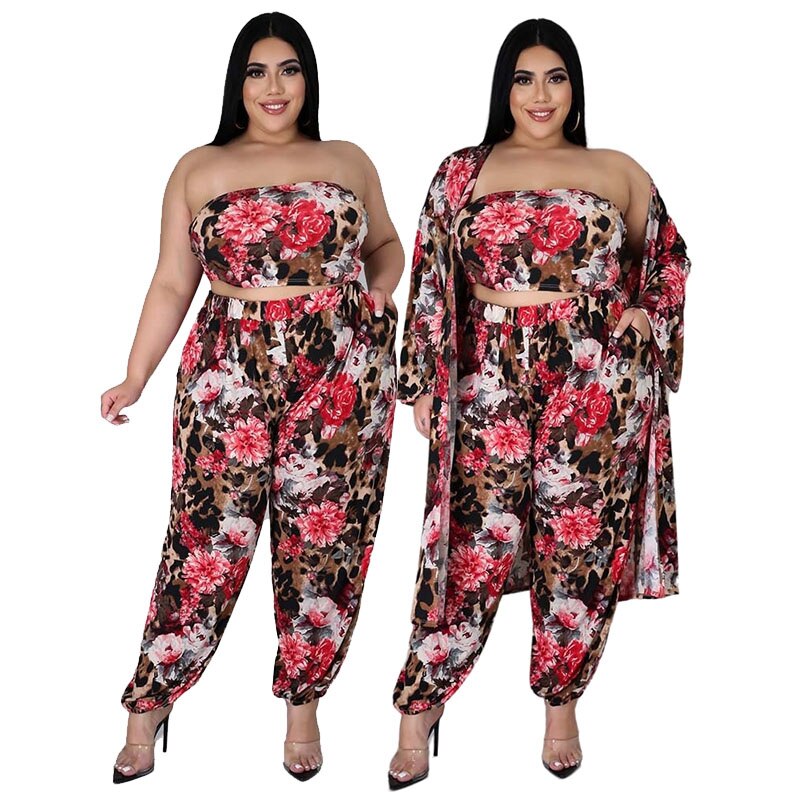 Three Piece Floral Pants Suit