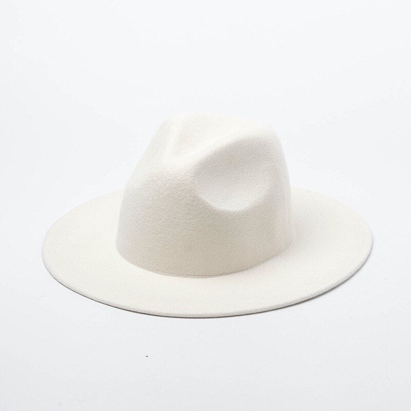 Pork Pie 100% Wool White Wide Brim Fedoras