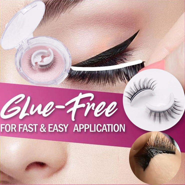 1pair Self-adhesive False Eyelashes Glue Free 3d Strip