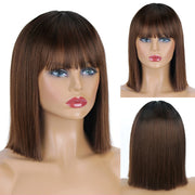 Synthetic Shoulder Length Bob Wig with Bangs