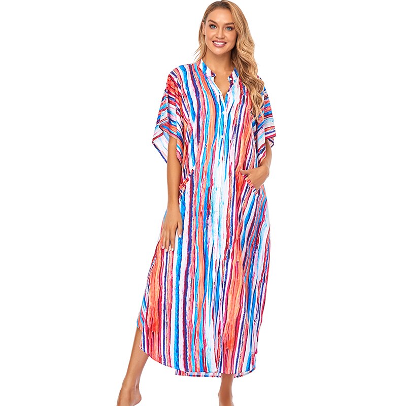 V-neck Front Open Beach Dress