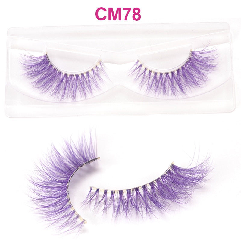 3D 5D Real Mink Strip Fake Colored Eyelashes