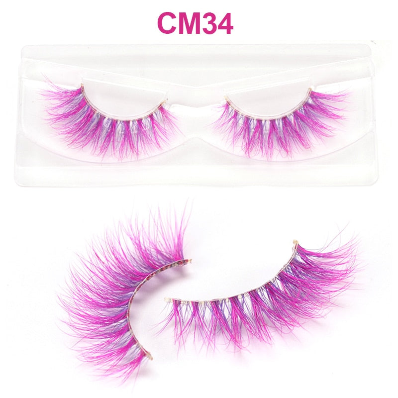 3D 5D Real Mink Strip Fake Colored Eyelashes