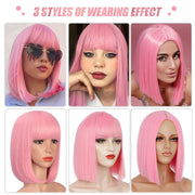 Synthetic Shoulder Length Bob Wig with Bangs