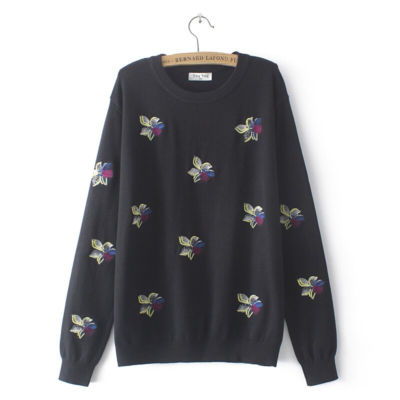 Oversize Flower Print Polyester Sweater