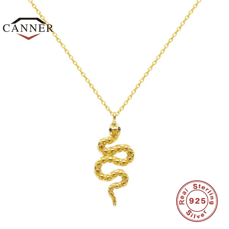 100% Sterling Silver Snake Pendant Necklace