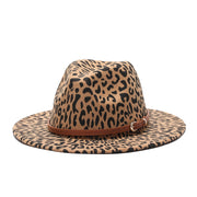 Leopard Print Wool Felt Fedora Hats