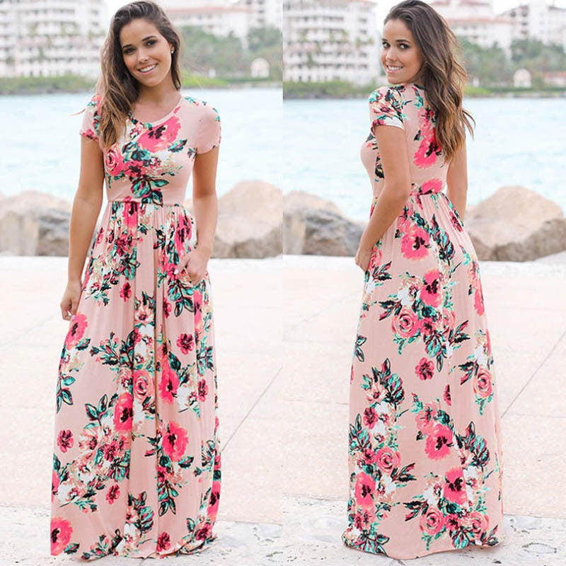 Floral Print Long Maxi Dresses