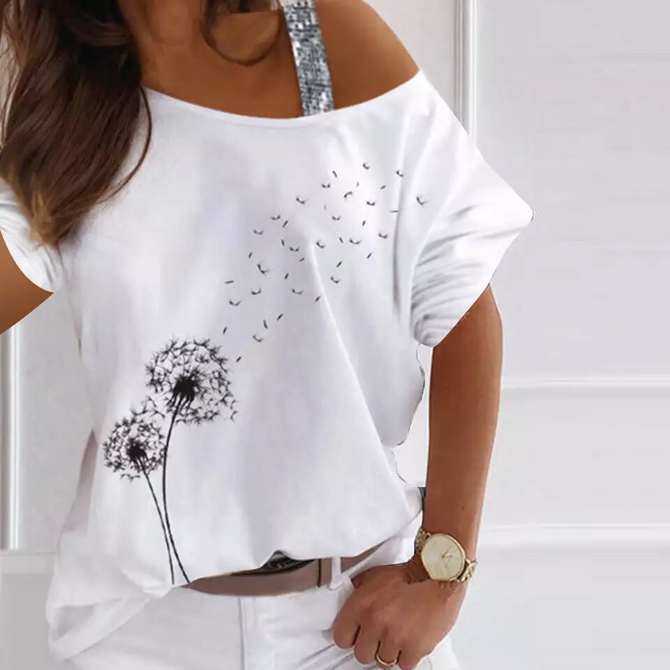 Sequined Loose Off Shoulder Shirts