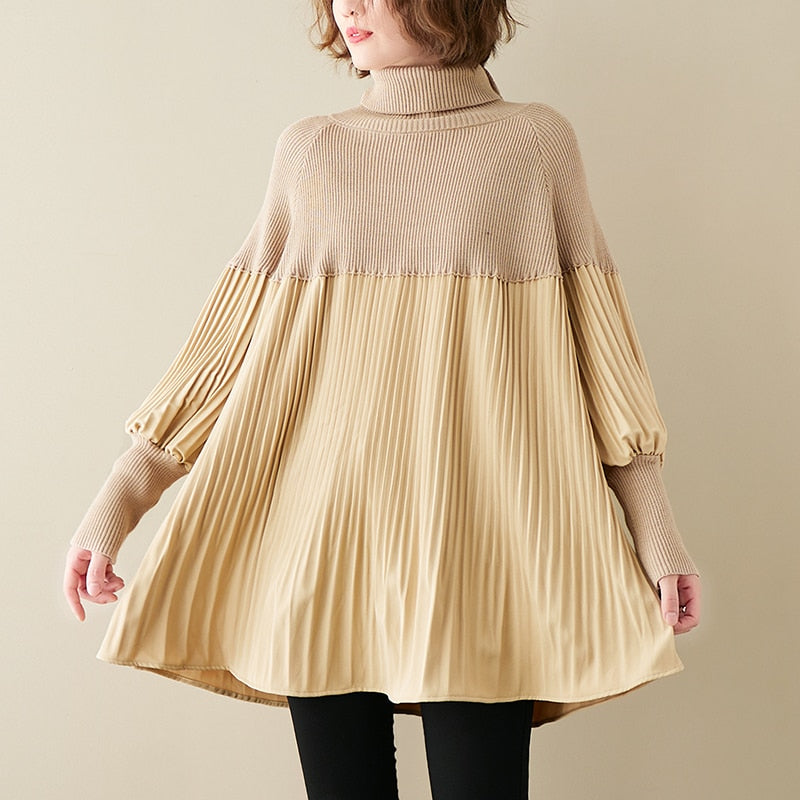 Pleated Knitted Sweater Skirt