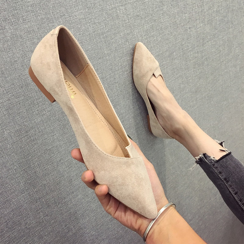 Pointed Toe Leather Flats