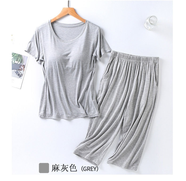 2pc Pajamas Long Pants with Chest Pads