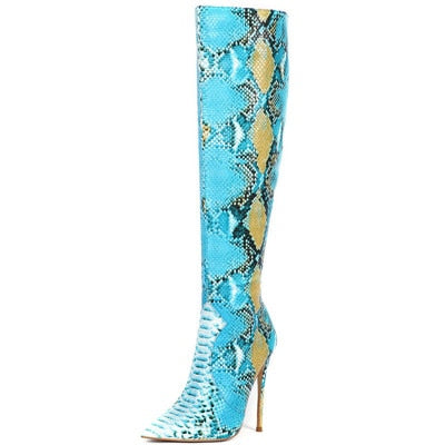 Pointed Toe Snake Print Stilettos