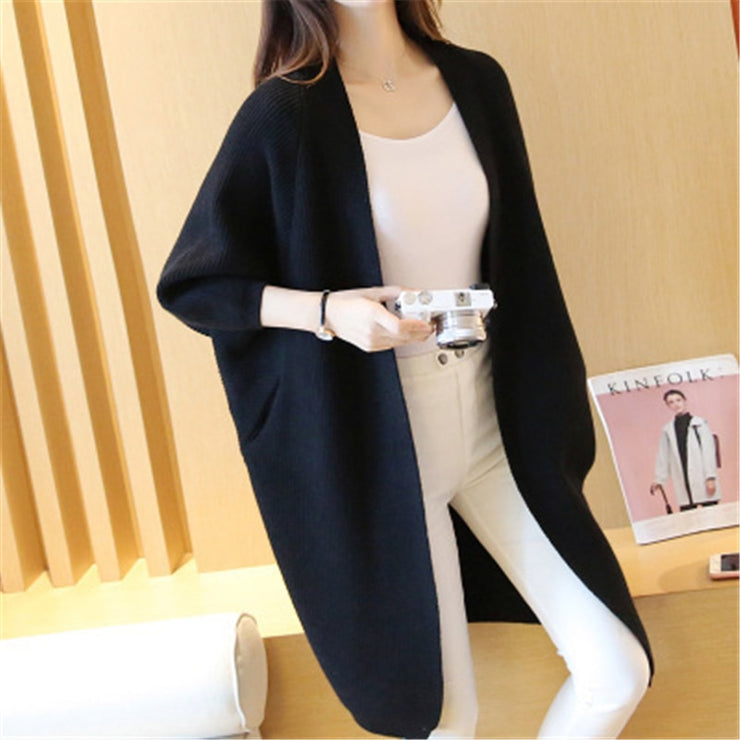 Long Bat Sleeve Knitted Cardigan