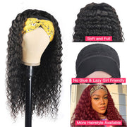 Headband No Glue Deep Wave Human Hair Wigs