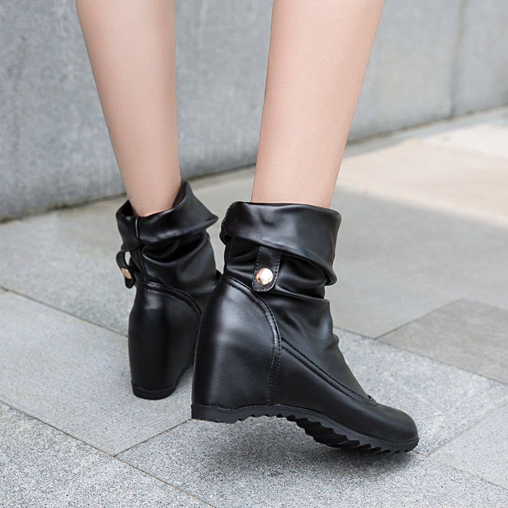 Soft Leather Wedge Boots