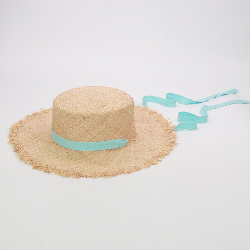 Women & Kids Ribbon Girl Summer Beach Hats